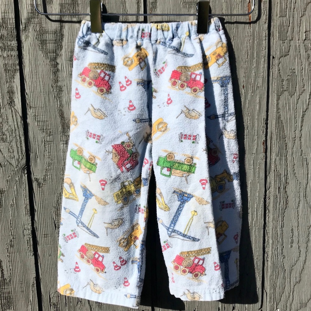 Handmade kids blue construction pajamas bottoms 2T